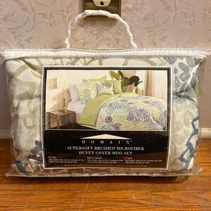 Supersoft Microfiber Duvet Cover Set - Green and Blue Floral